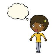 cartoon shocked woman with thought bubble N60
