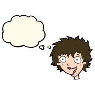cartoon crazy excited woman with thought bubble N13