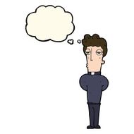 cartoon priest with thought bubble N7