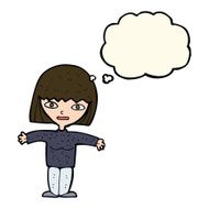 cartoon woman with open arms thought bubble N76