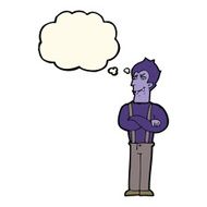 cartoon vampire with thought bubble N89