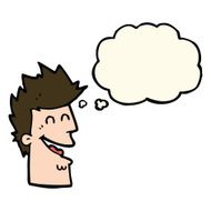 cartoon happy man with thought bubble N306