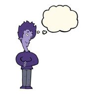 cartoon vampire with thought bubble N90
