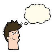cartoon happy man with thought bubble N307