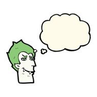 cartoon vampire face with thought bubble N25