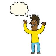 cartoon excited man with thought bubble N42