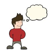 cartoon happy man with thought bubble N308