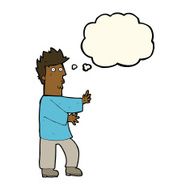 cartoon nervous man waving with thought bubble N14