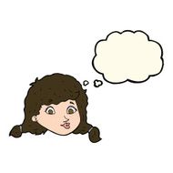 cartoon pretty female face with thought bubble N63