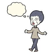 cartoon halloween zombie woman with thought bubble N8