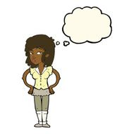cartoon pretty woman with hands on hips thought bubble N15