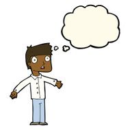 cartoon shocked man with thought bubble N73