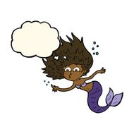 cartoon mermaid with thought bubble N40