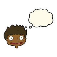 cartoon happy boy with thought bubble N153
