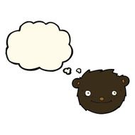 cartoon black bear head with thought bubble N7