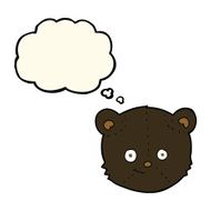 cartoon black bear head with thought bubble N8