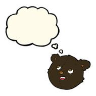 cartoon black bear face with thought bubble N21