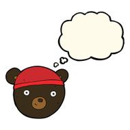 cartoon black bear face with thought bubble N22