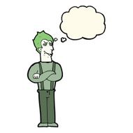cartoon vampire with thought bubble N92