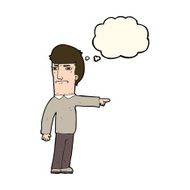 cartoon man pointing with thought bubble N123