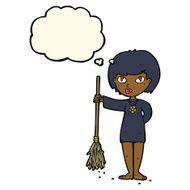 cartoon pretty witch girl with thought bubble N6