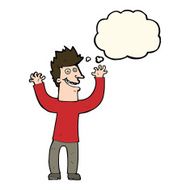 cartoon excited man with thought bubble N43