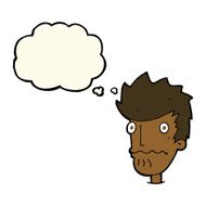 cartoon nervous man with thought bubble N90