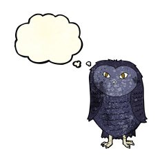 cartoon owl with thought bubble N23