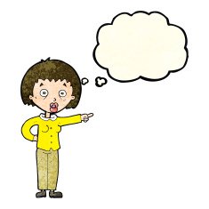 cartoon shocked woman with thought bubble N36