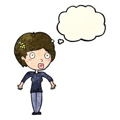 cartoon shocked woman with thought bubble N37