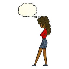 Cartoon Annoyed Woman With Thought Bubble N71