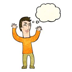 cartoon angry man with thought bubble N35