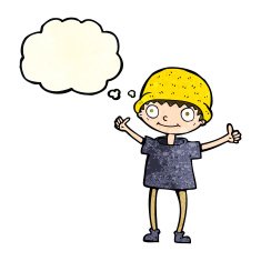 cartoon boy with positive attitude thought bubble N8