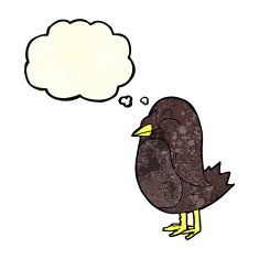 cartoon bird with thought bubble N110