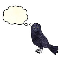 cartoon owl with thought bubble N24