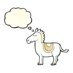 cartoon donkey with thought bubble N4