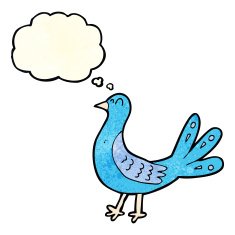 cartoon bird with thought bubble N111