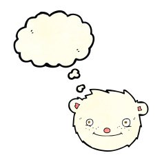 cartoon polar bear head with thought bubble N3
