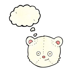 cartoon polar bear head with thought bubble N4