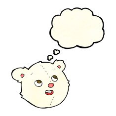 cartoon polar bear face with thought bubble N9