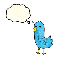 cartoon happy bird with thought bubble N14