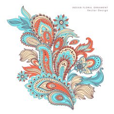 Beautiful Indian floral ornament Wedding Invitation Greeting c N2