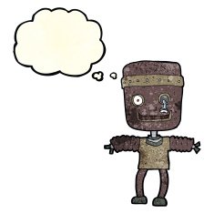 cartoon robot with thought bubble N62