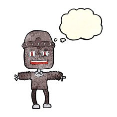 cartoon robot with thought bubble N63