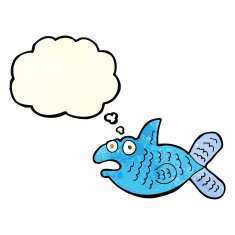 cartoon fish with thought bubble N31