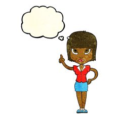 cartoon pretty girl with idea thought bubble N12