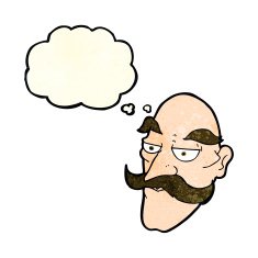 cartoon old man face with thought bubble N4