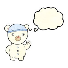 cartoon polar bear cub with thought bubble N27