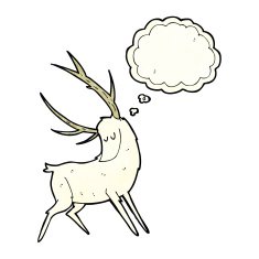 cartoon white stag with thought bubble N2