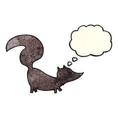 cartoon little wolf cub with thought bubble N3